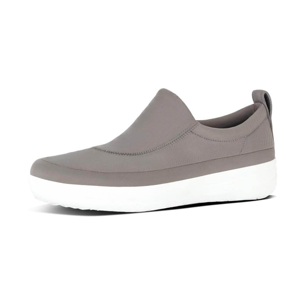 grey slip-on sneakers